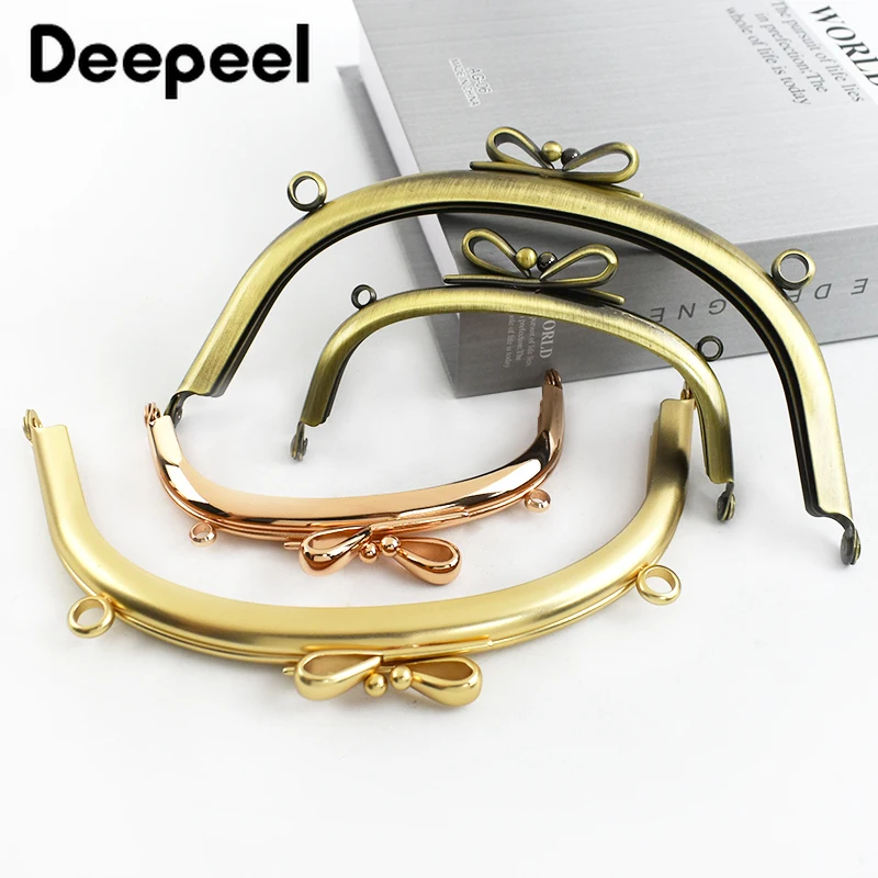 

1Pc 10.5/16.5cm Smooth Bow-knot Bags Handle Purse Frames Clutch Kiss Clasp Sewing Brackets DIY Metal Bag Handles Accessory