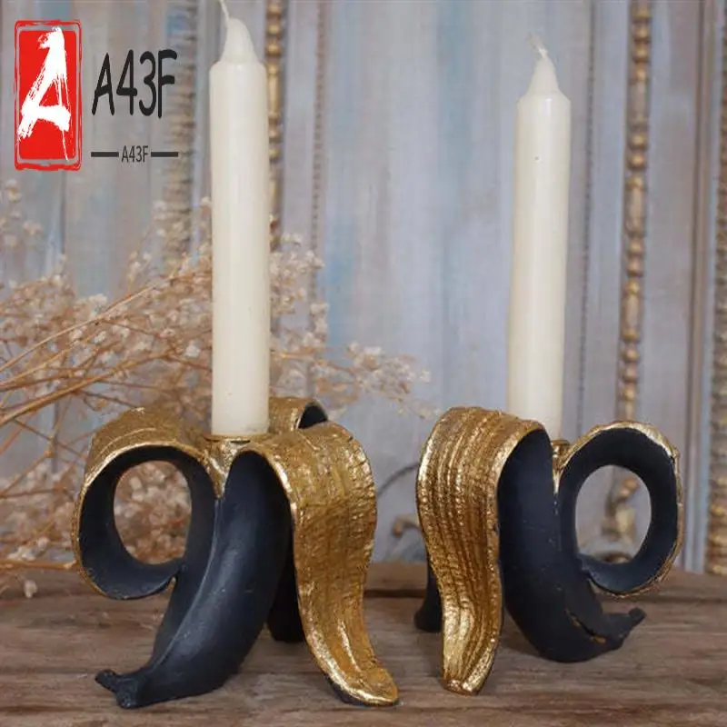 A43F-Classic Candlestick Holder Personality Banana Shape Candle Holder Home Table Candlestick Party Special Props Home Deco