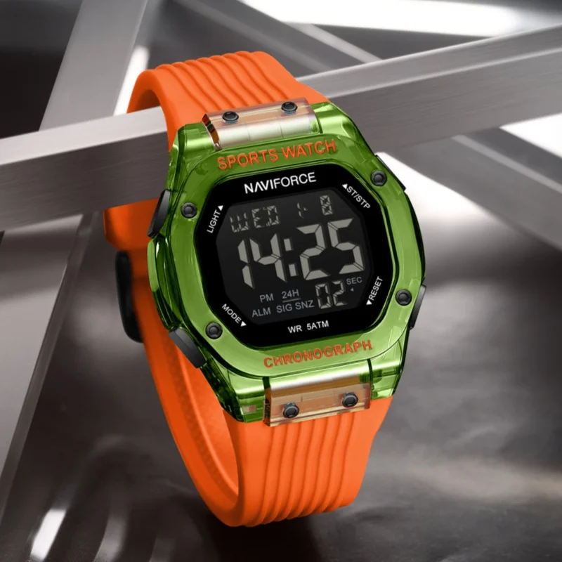 Naviforce 7113 Reloj cronógrafo electrónico de colores para hombre 5ATM Reloj con retroiluminación LED con pantalla de fecha y vitalidad resistente al agua