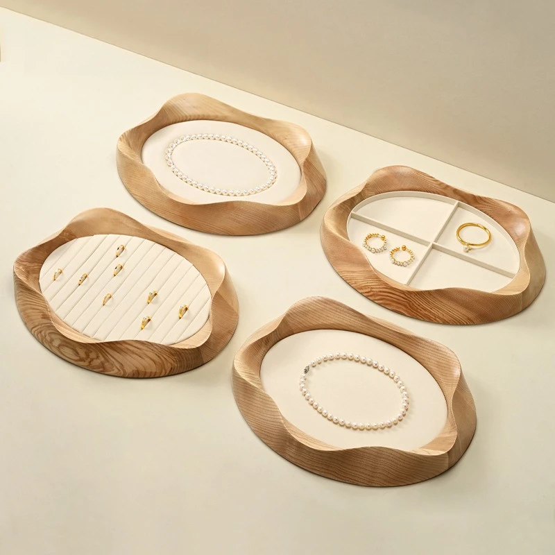 

Solid Wood Pearl Jewelry Display Tray, Ring Necklace Earring Organizer, Bracelet Jewelry Exhibition Props