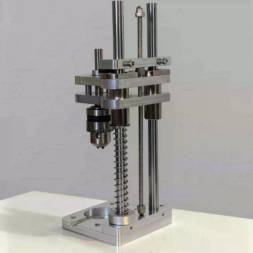 Woodworking Drilling Stand - Aluminum Profile Vertical Positioning Tool, Mini Desktop Drill Stand for Cordless Drills & DIY