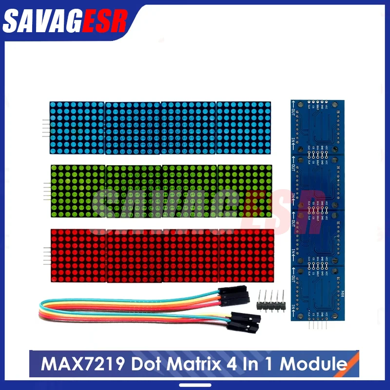 MAX7219 Dot Matrix Module For Microcontroller 4 In One Display with 5P Line Red Green Blue