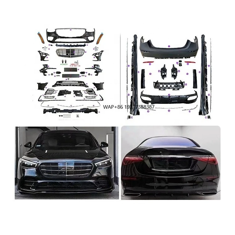 

Auto Accessories W223 S-Class 2021+ Upgrade S63 S450 Front & Rear Bumper Grille Side Skirt Body Kit for