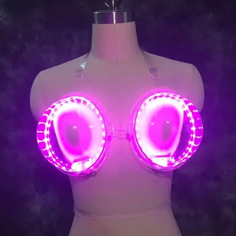 LED Bra Beverage Feeding Cocktail Bra Light up Costume Night Club Party Cosplay Clothing