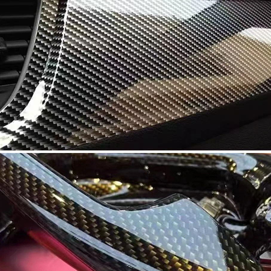 9D Carbon Faser Auto Aufkleber Selbstklebende Glänzend Schwarz Vinyl Wrap Film Anti-Scratch Auto Dekoration Aufkleber für Autos zubehör – Detail 7