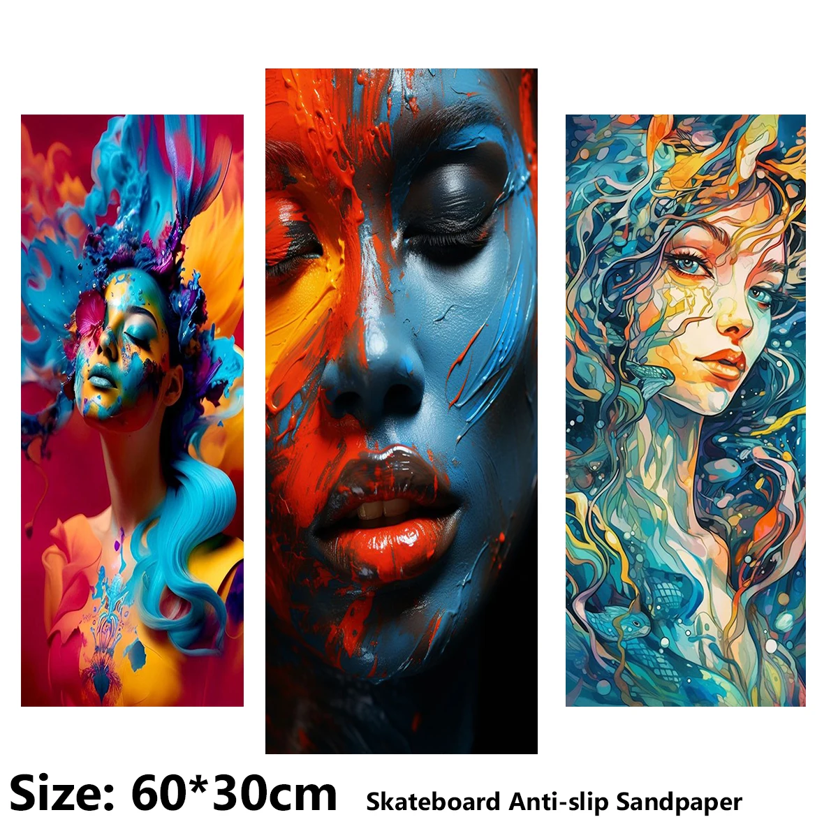 Goddess Mural Pattern Electric Scooter Anti-slip Sticker Sandpaper Skateboard Grip Tape Sheet 60*30cm