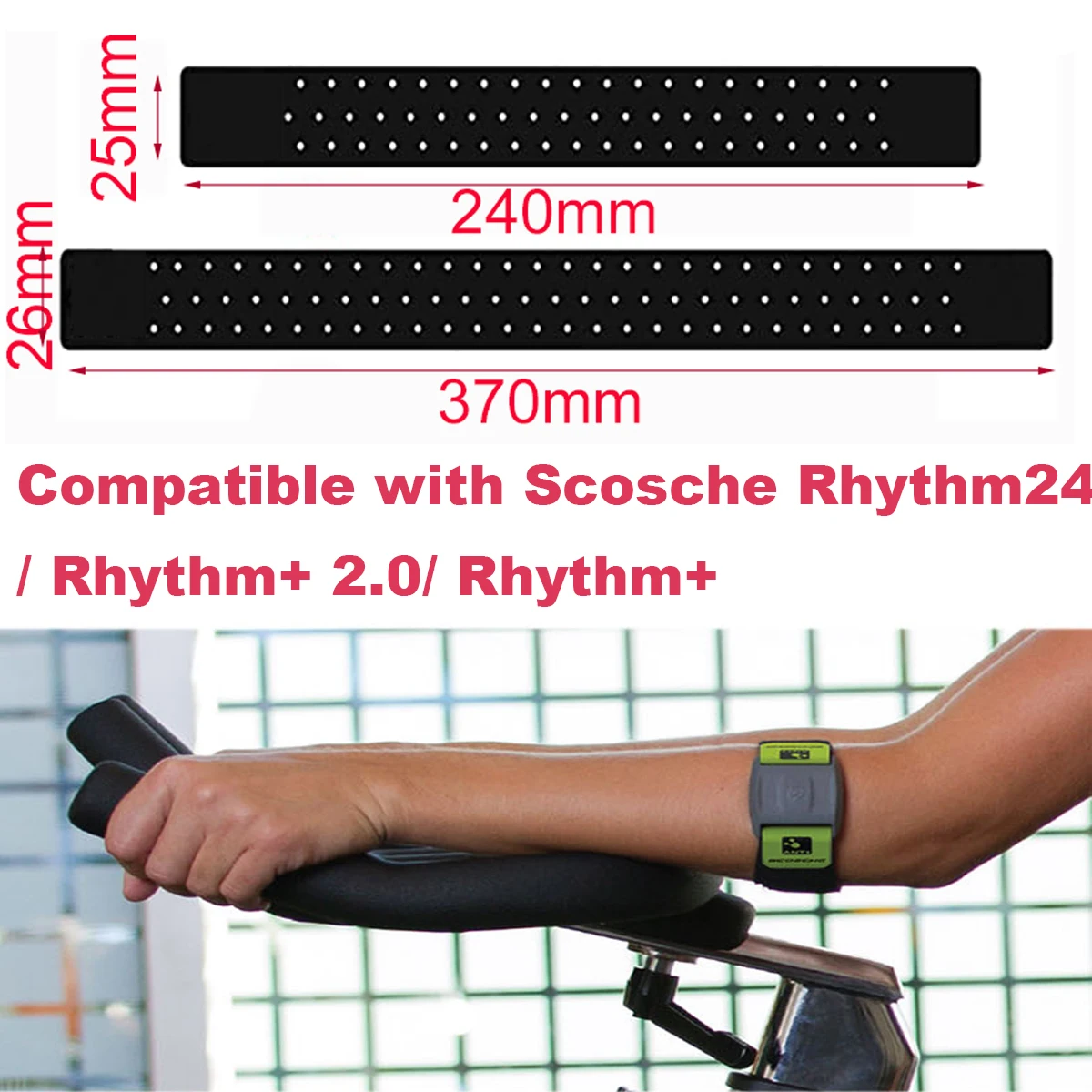 2Pcs Heart Rate Monitor Armband Replacement Strap Compatible for Scosche Rhythm+ Adjustable Wrist Watch Band for Garmin Fenix