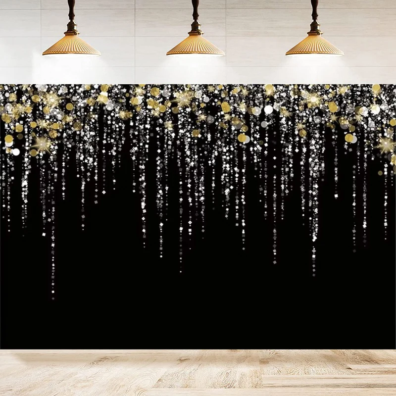 

Черный и золотой фон для фотосъемки с золотыми пятнами, винтажный абстрактный фон для семейного дня рождения, реквизит для студии новорожденных