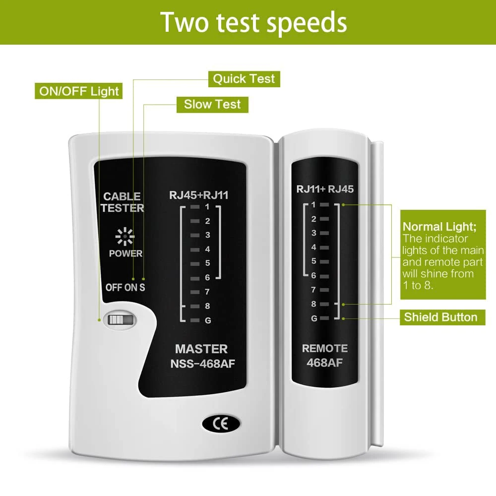 ZoeRax RJ45 Netzwerkkabeltester Ethernet-Tester-Tool für RJ45 LAN Ethernet-Kabel Cat6 Cat6a Cat5 Cat5e Cat7 – Detail 1