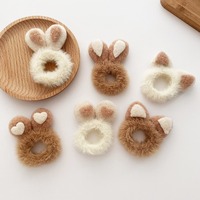 2Pcs/Lot Sweet Hair Band Girls Hair Ties Rabbit and Cat Ears Plush Headwear Elastic Rubber Band Baby Kids Khaki Hair Accessories