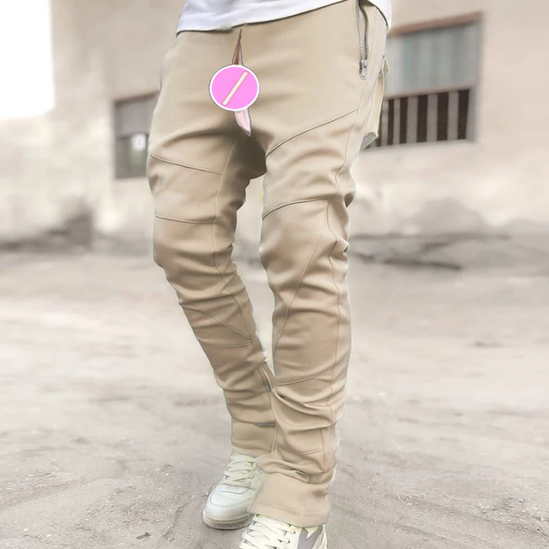 Invisible Open Crotch Outdoor Sex Pants Male Travel Jogger Sweatpants Men Loose Casual Trousers with Pocket Tactical Cargo Pants