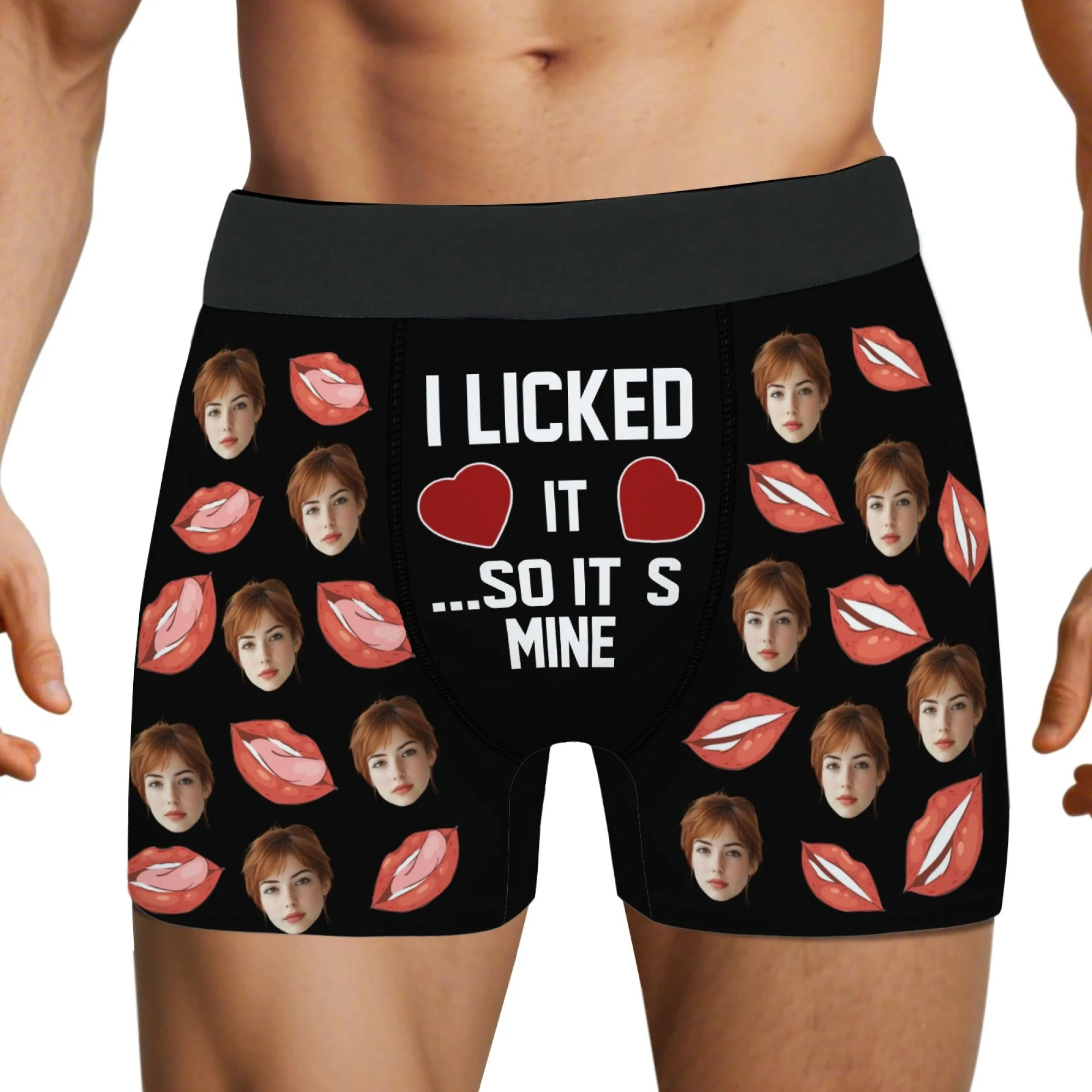 Sweet Love Funny Custom Face Men's Boxer Briefs Personalized Underwear for Boyfriend Soft Comfortable Gift with Image Photos