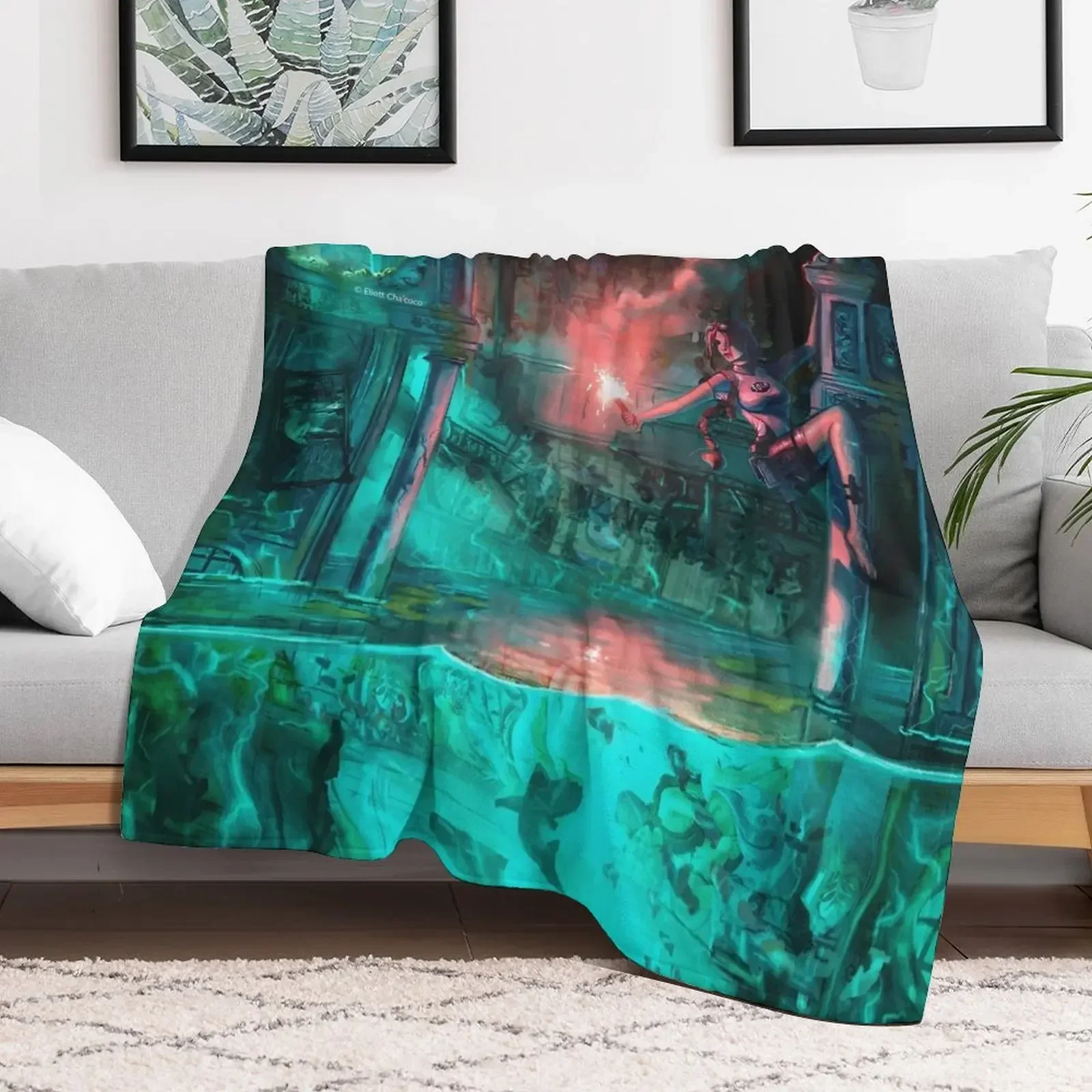 

Wreck of the Maria Doria - Tomb Raider 2 - Lara Croft Art by Eliott Cha'coco Throw Blanket Hairy Blankets