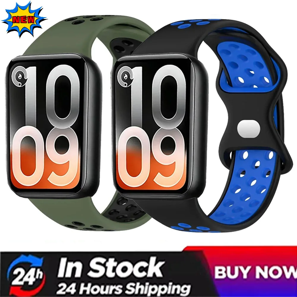 Weiches Silikonarmband für Xiaomi Mi Band 10/9/8 Pro, zweifarbig, bequem, verstellbares Armband für Redmi Watch 6 5 4 Zubehör.