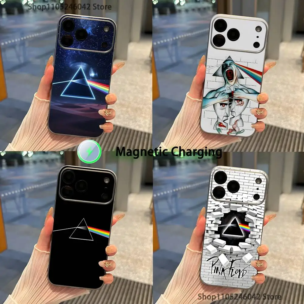 

P-Pink-es F-Floyd-es Shockproof Transparent gray Phone Case For iPhone 17,16,15,14,13,12,11,Pro,Max,Plus,Magnetic Charging