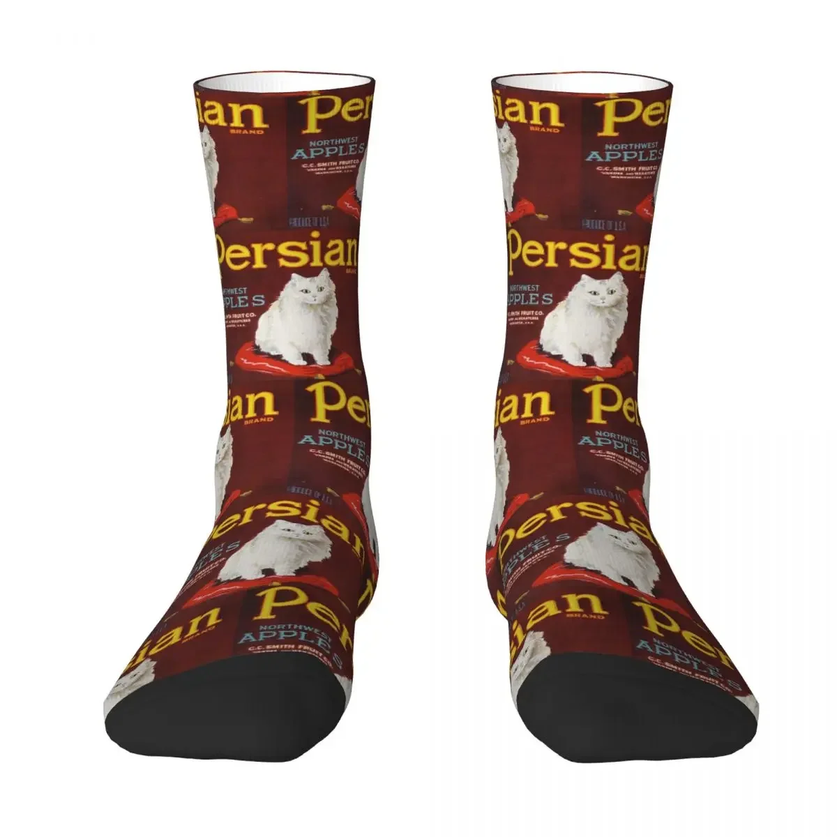 

Retro Featuring A Persian Cat Socks Harajuku High Quality Stockings All Season Long Socks Accessories for Unisex Christmas Gifts