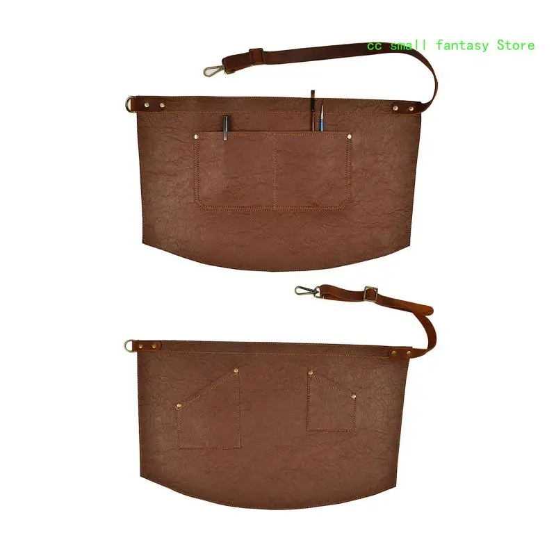 

R3MA PU Leather Waist Apron Adjustable Wasit Strap with Pockets for Women Men
