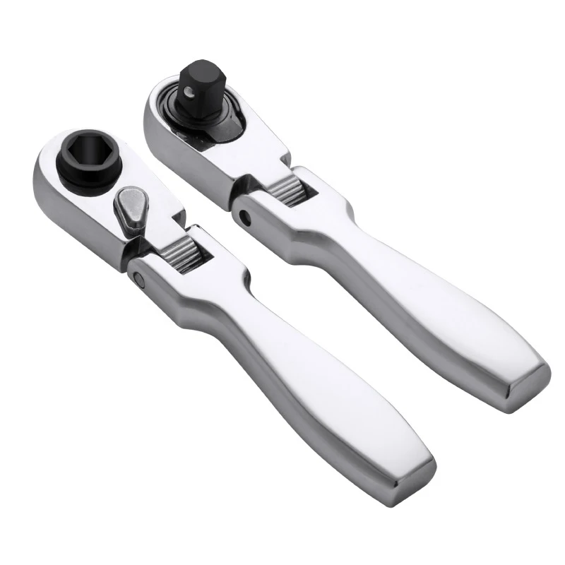 2 in1 Ratchet Wrench Adjustable Head 1/4 inch Dual Use Batch Head Sleeve Small Quick Automatic Rotation Quick Plate Hand Tools