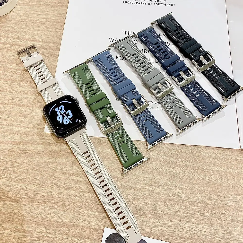 Band strap For Apple Watch 11 44mm 45mm 40-41mm 42-46 mm Composite Silicone Bracelet iwatch series10 8 7 6 5 SE 9 Ultra 2-3 49mm