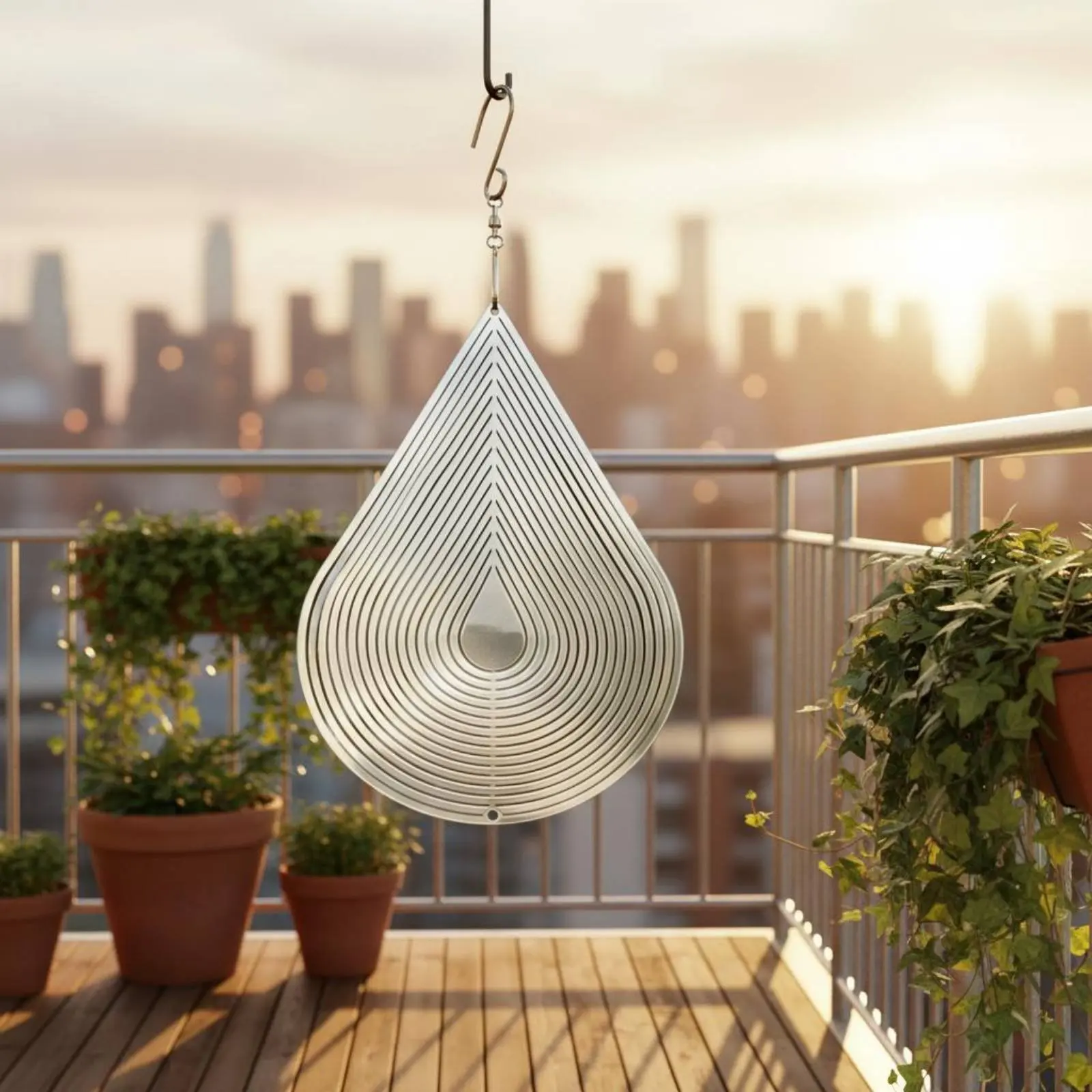 Rotating Wind Chime 3D Twirling Raindrop Wind Chime Droplet Hanging Decor Nordic Design Decorative Gleam for Entryway, Outdoor
