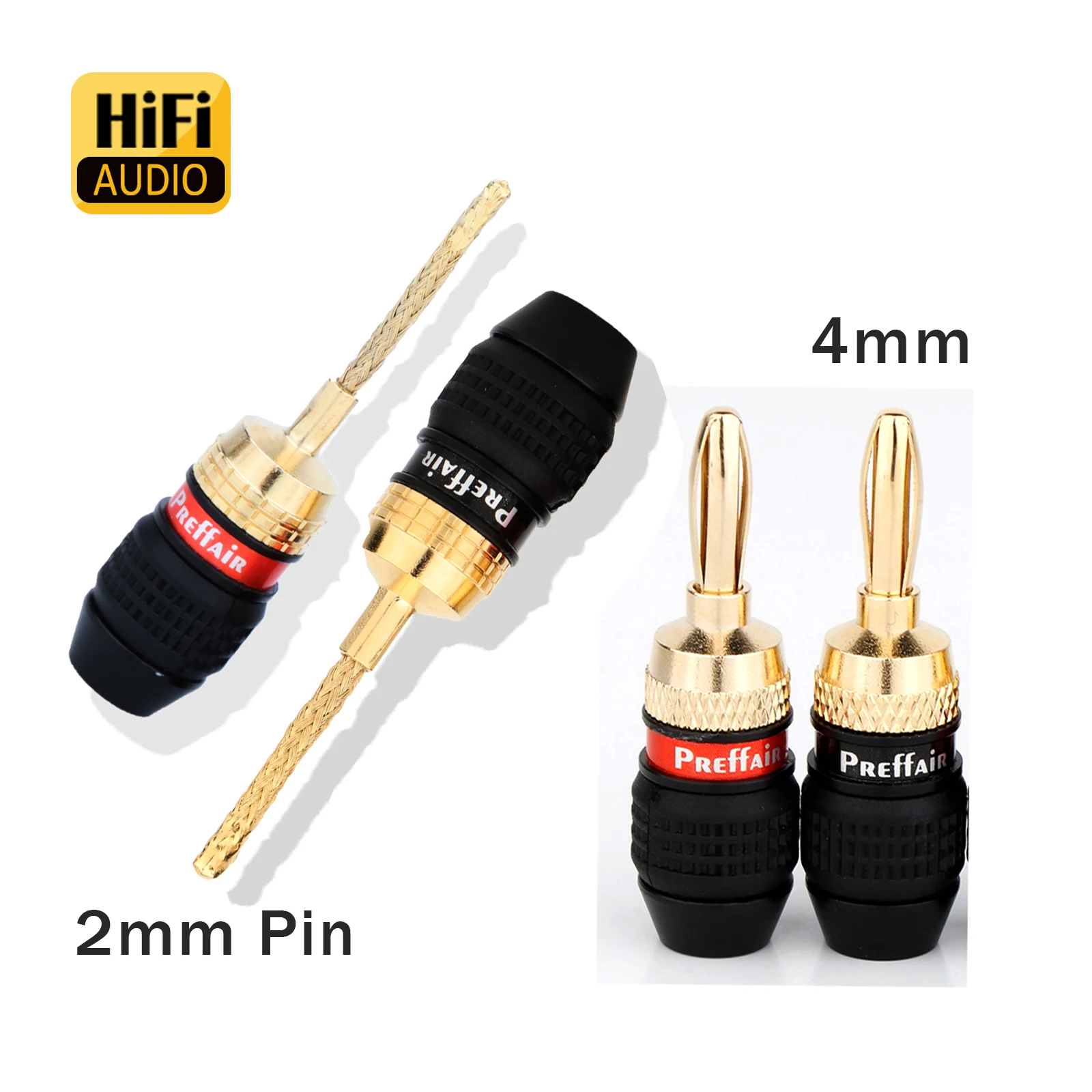 

2MM pin to Banana Female Screw-Type Connector Adapter Plug Braided Wire Plug HIFI Speaker Cable Terminals