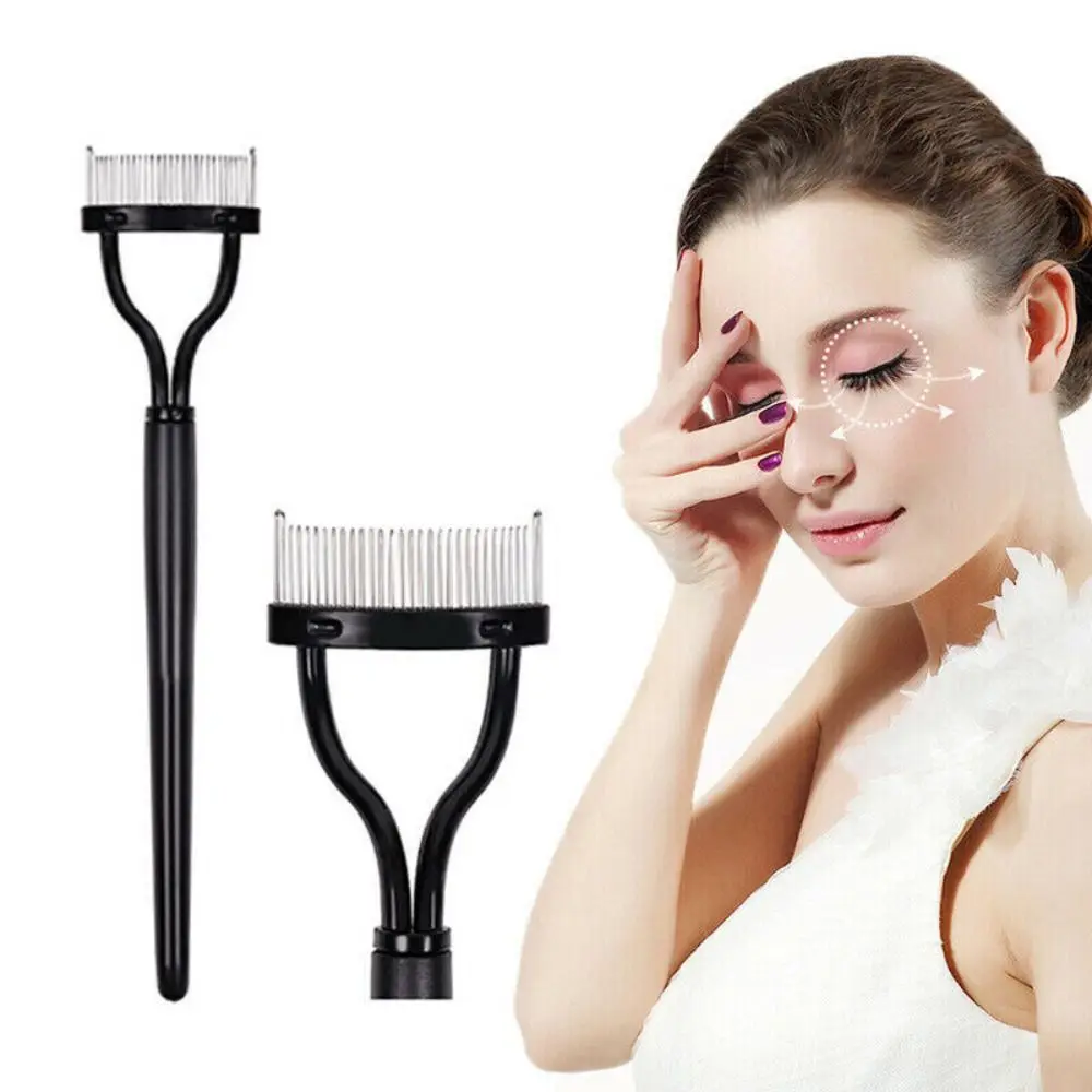 Durable Metal Brush Eyelash Brush Comb Stainless Steel Mascara Lift Curl Lash Separator Makeup Tool Black Eyelash Curler