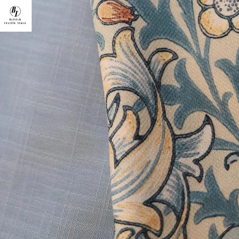 

Custom Size！！ American Style Pastoral Retro Floral Blackout Cotton Linen Spliced Curtains for Living Dining Room Bedroom Decor