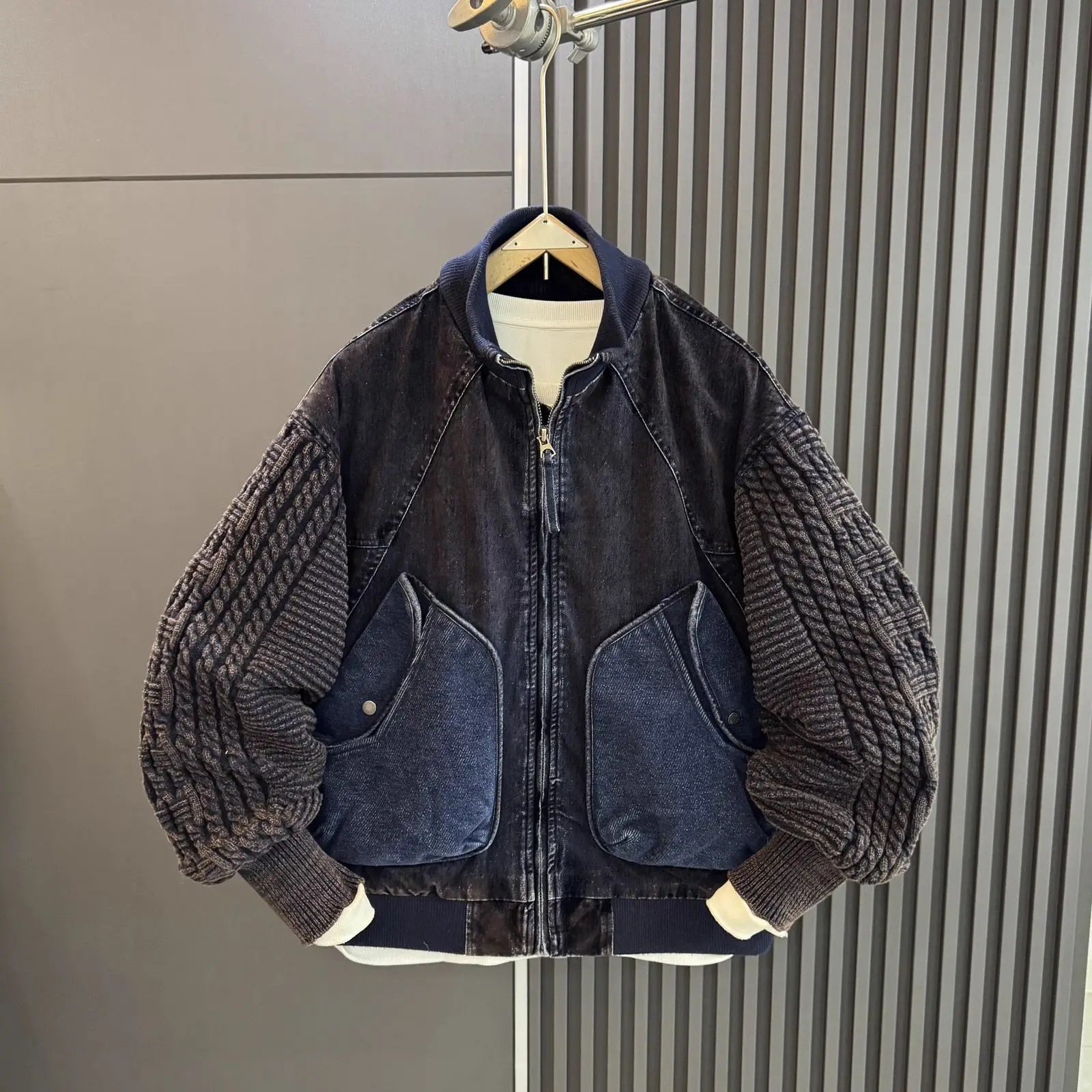 

Мужская хлопковая куртка на осень и зиму, новая модная брендовая свободная куртка в стиле ретро с воротником-стойкой, повседневная куртка на хлопковой подкладке