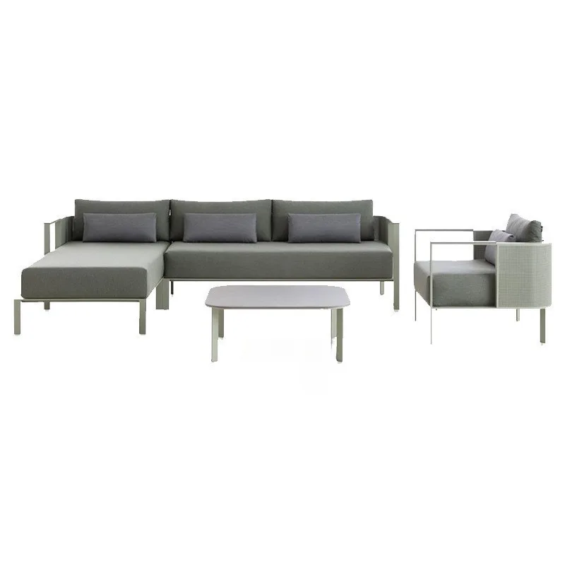 Outdoor Stainless Steel Sofa Tables and Chairs Waterproof Hotel Outdoor Terrace Balcony Sales Office Garden Modern Leisure Table
