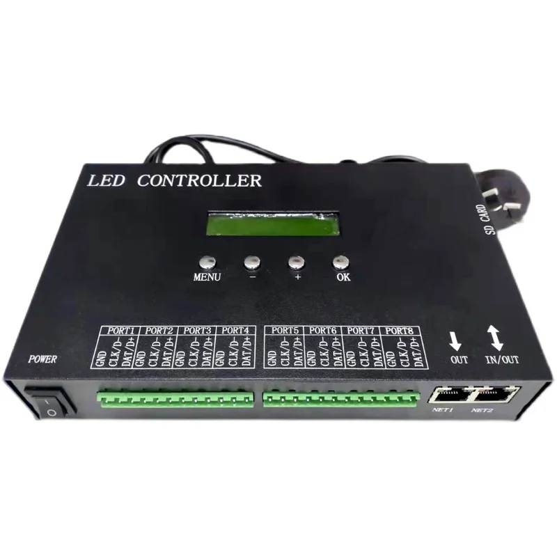 Madrix Artnet Max 8192 Pixels WS2812 RGB LED Strip SPI Pixel Controller H807SA Work With DMX512 Console or SD Card