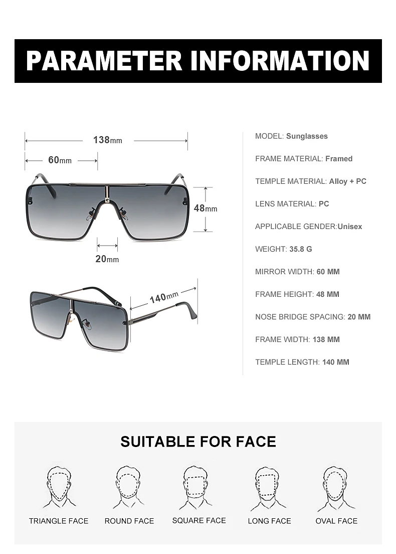 Übergroße Steampunk Einteiler-Sonnenbrille für Herren 2026 Luxusmarke Randlose Punk-Sonnenbrille für Männer Vintage Eyewear Shades – Detail 7
