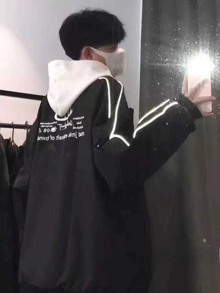 

Дизайн со светоотражающими полосками, свободный бейсбольный костюм для пилота Jaet для студентов и пар, осенне-зимняя верхняя одежда, теплая и сле