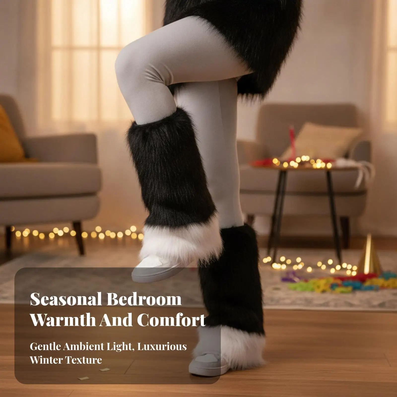 Faux Faux Skirt with Leg Warmers Soft Furry Mini Skirt Set Leg Warmers Comfortable Cosplay Accessories Unique for Women