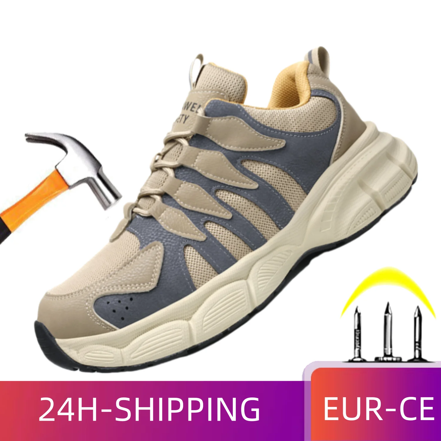 Lightweight Safety Shoes Men Women Work Shoes Steel Toe Cap Puncture-proof Working Boots Sneakers Men Women Breathable Shoes