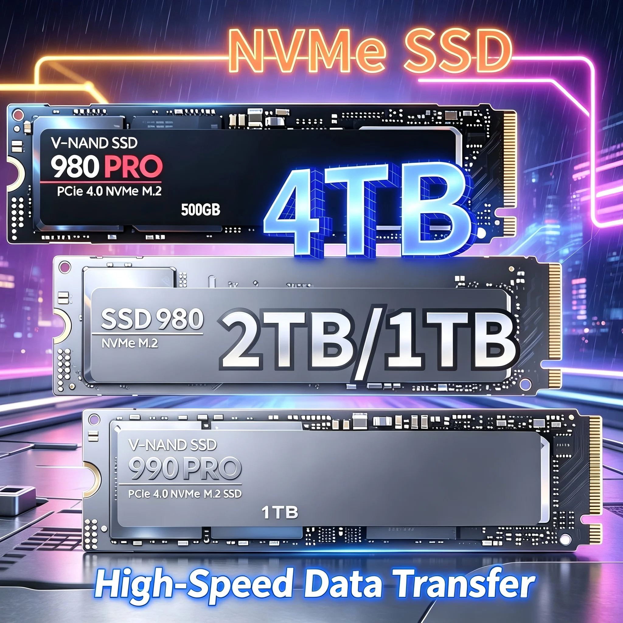 990 PRO PCIe4.0 NVMe M.2 SSD 1TB 2TB 4TB Bis zu 7450MB/s für PS5 Gaming PC Laptop