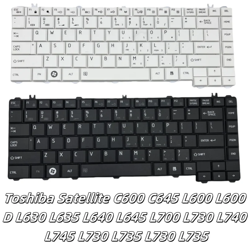 

For Toshiba Satellite C600 C645 L600 L600D L630 L635 L640 L645 L700 L730 L740 L745 L735 L730 L735 US Black & White Keyboard