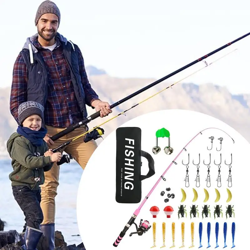 Boys Fishing Pole Small Kids Fishing Gear Portable Kids Fishing Gear Extendable Fishing Rod Set With Carry Bag For Boys Girls