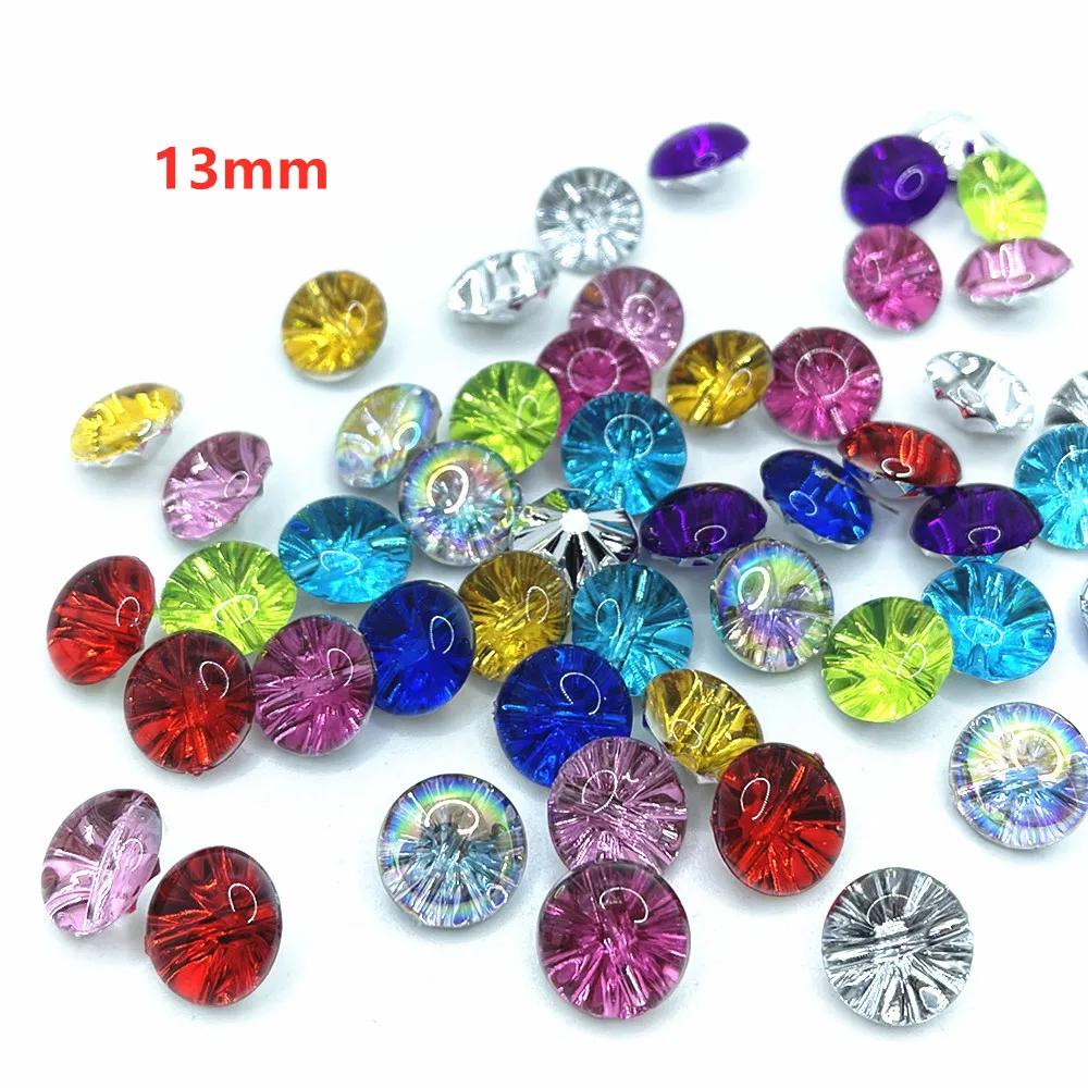 suoja 50PCS mix color Clear Flower Round Plastic Buttons Half Ball 11mm 12mm 13mm Sewing Craft U PICK