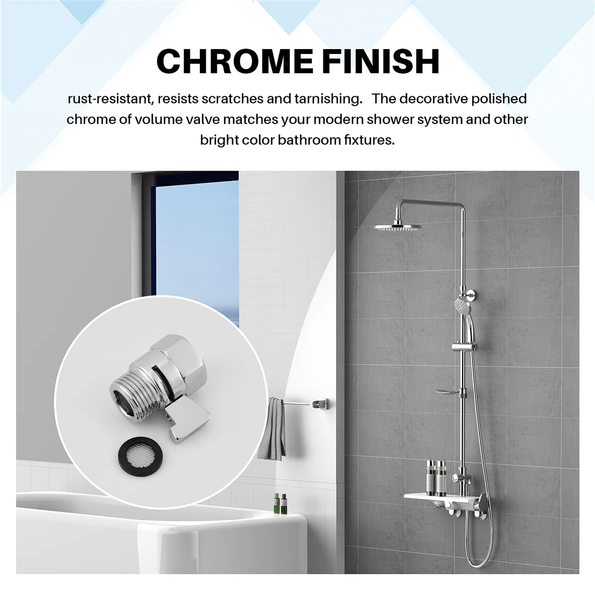 Water Flow Control Shut Off Valve, Brass Adjustable Water Pressure Regulator for Hand Held Shower Head & Bidet Sprayer image 6