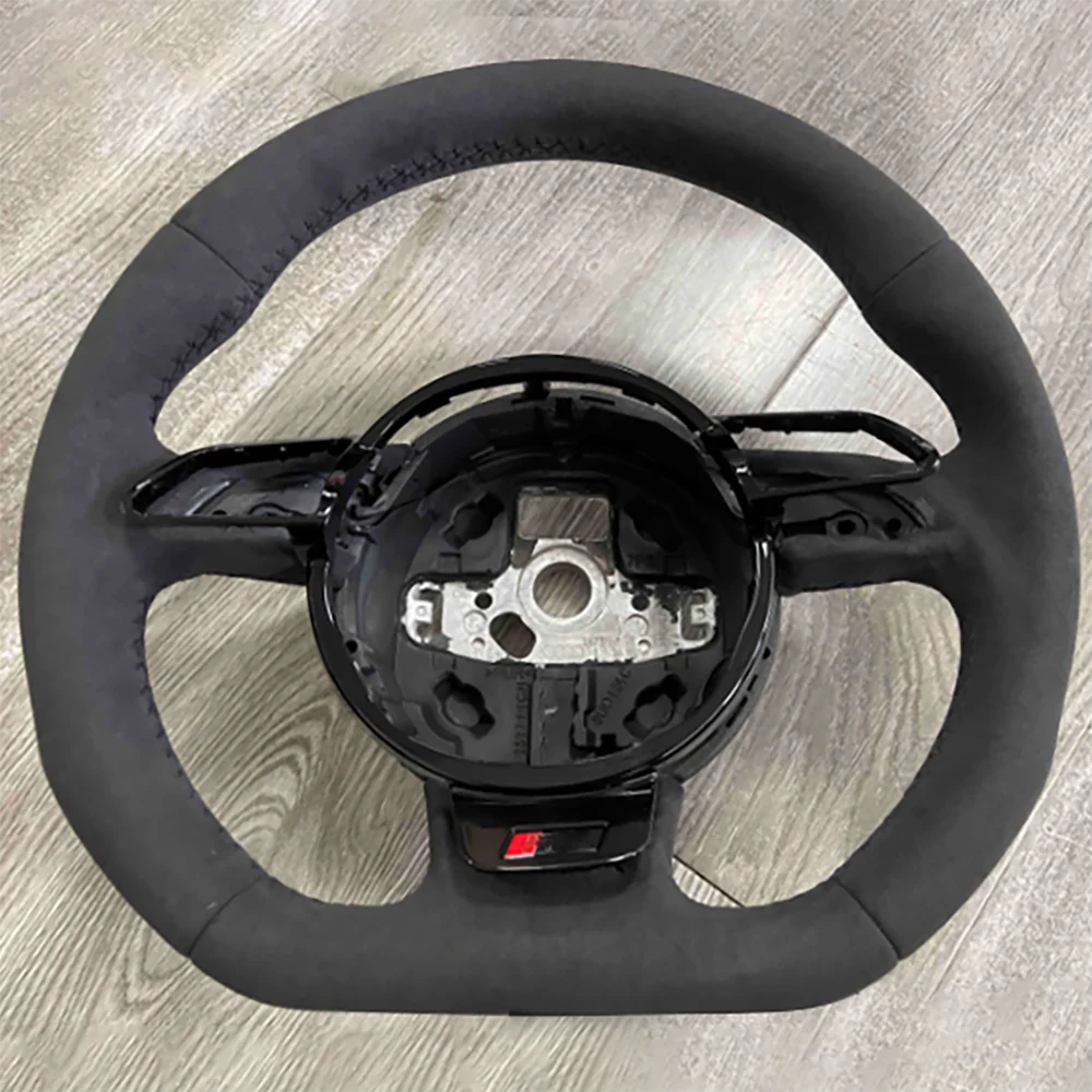 

Black Stitching Full Alcantara Steering Wheel For Audi A4 B8 With Black Key Frame Assembly