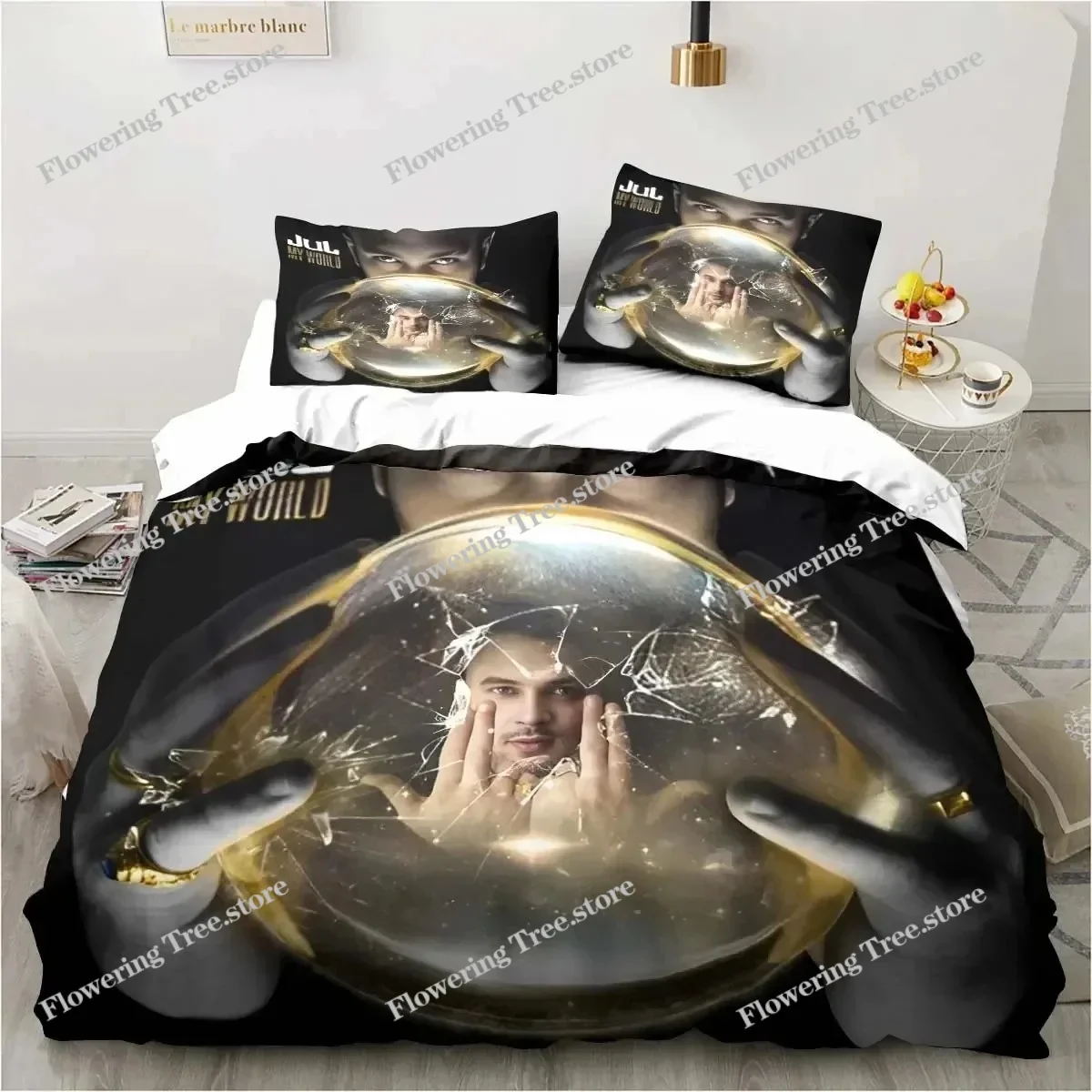 

3D HD Musician JuL Duvet Cover,JuL C'est Pas Des Lol Bedding Set Adult Boy Girl Bedroom Decoration Single Double Queen Large