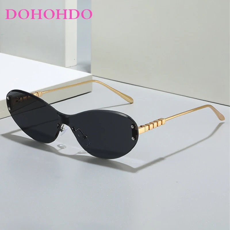 

Luxury Metal Rimless Rice Nail One - Piece Butterfly Frame Sunglasses Women Men Brand Design Eyewear Travel Driving Shades UV400
