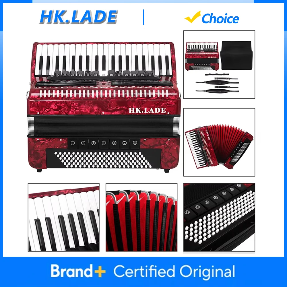 

HK.LADE AH-130 41 Keys Accordion 120 Bass Multiple-voice Accordion with Bag Keyboard Instrument for Grading Performance/Teaching