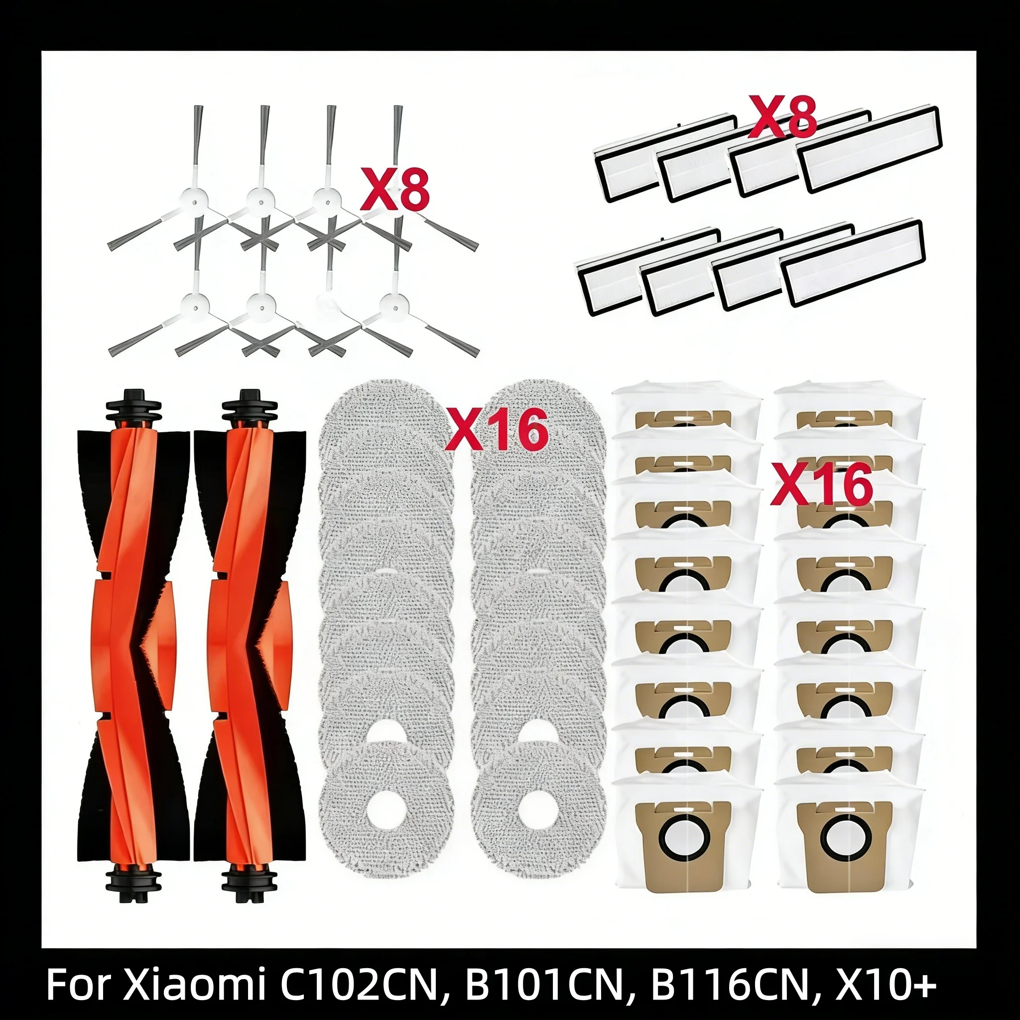 

For Xiaomi Mijia Omni 2 C102CN, B101CN, B116CN, X10+ Parts Dreame L10s Ultra / S10 Pro Main Side Brush Hepa Filter Mop Dust Bag