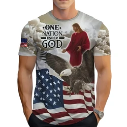 Vintage T-Shirts for Men 3D Jesus Passion Print Short Sleeve Tops Summer Christian T Shirt Loose Oversized T Shirts Men Clothing
