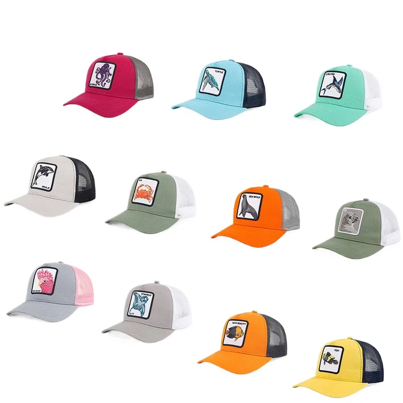 

2025 New Design Animal Baseball Cap Good Quality Embroidery Fish Bird Turtle Visor Hats Sun Protection Mesh Hats