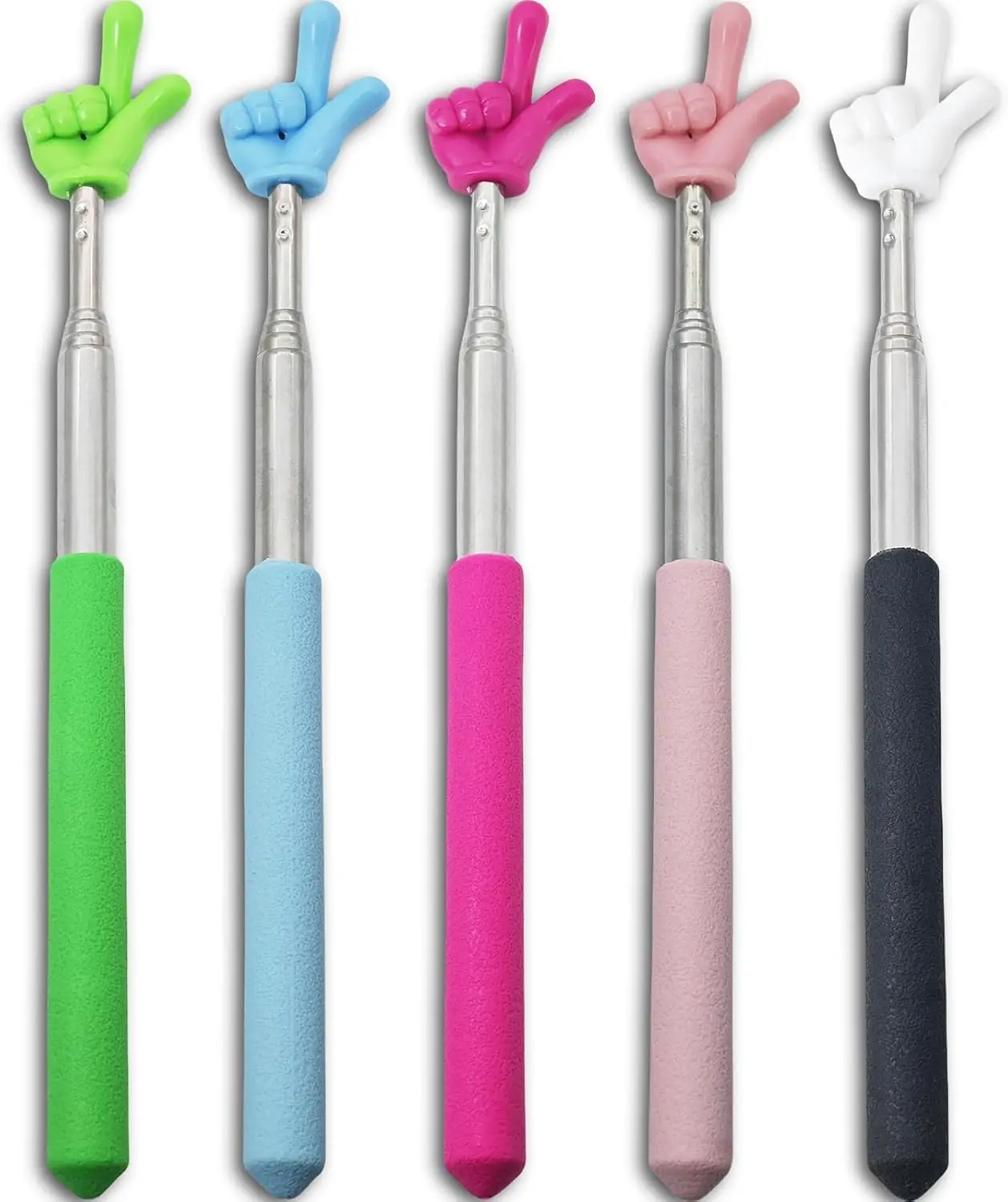 5 Classroom Pointer Sticks - Multi-functional teacher pointer stick, extendable classroom pointer and finger pointer stick