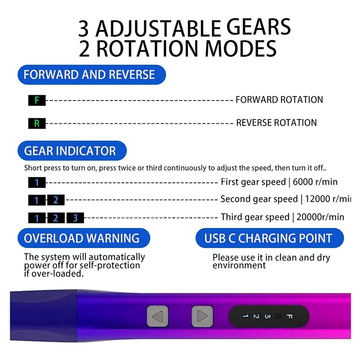 A03R Engraving Pen, 3-Speed & Rotary Cordless Engraver with 37 Bits, 2 Stencils, USB Rechargeable, for Carving on Jewelry
