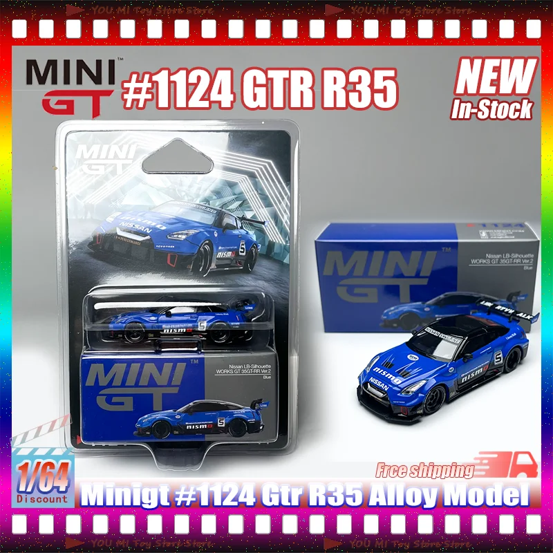

1:64 In-Stock Minigt #1124 Gtr R35 Simulation Alloy Miniature Die-Casting Car Models Customized Children'S Toys Collection Gifts