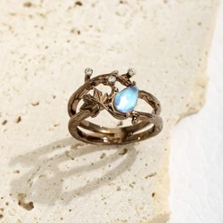 Vintage Creative Pleated Floral Leaf Double Layer Ring for Women Anniversary Gift, Personalized Luxury Jewelry Accessories